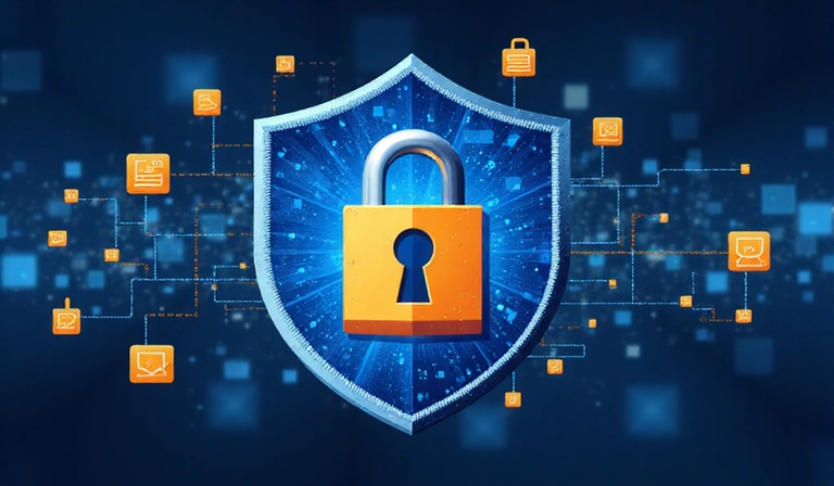 Ilustración de seguridad de datos y privacidad en línea